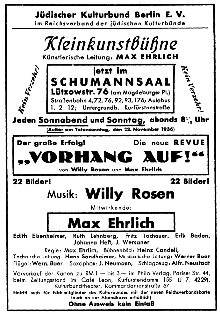 J�discher Kulturbund Berlin: Vorhang Auf!, 1936, page 12